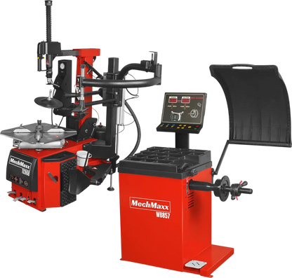 MechMaxx TC9682+WB857 Tire Changer High Performance Tilt Back Wheel Balancer Bundle New
