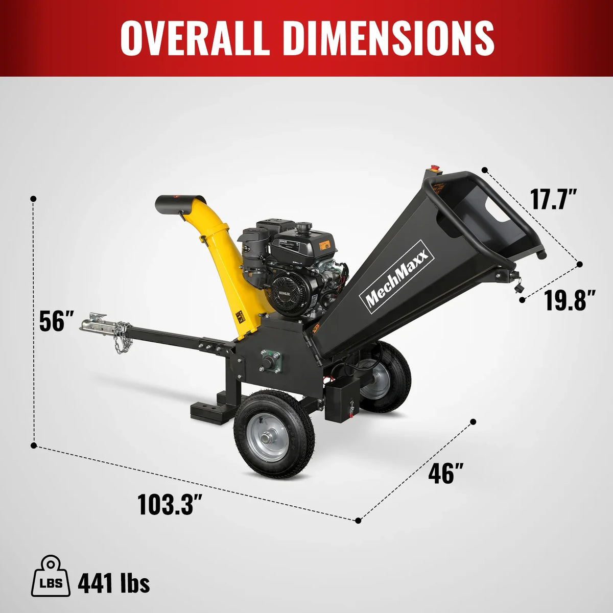 MechMaxx GS1500 Wood Chipper 5" Electric Start KOHLER 429cc Gasoline Engine Powered New
