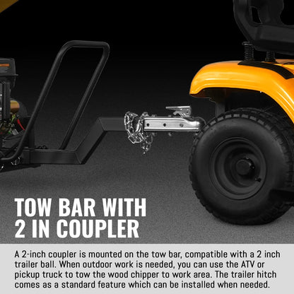 MechMaxx PGS1500 Wood Chipper 5" Electric Start DUCAR 420cc 15 HP Gasoline Engine Powered Drum with Towbar New