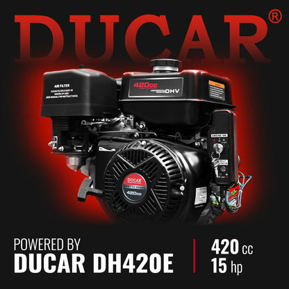 MechMaxx P4205 Wood Chipper 5" Electric Start DUCAR 420cc 15 HP Gasoline Engine Powered Disc with Taillight New