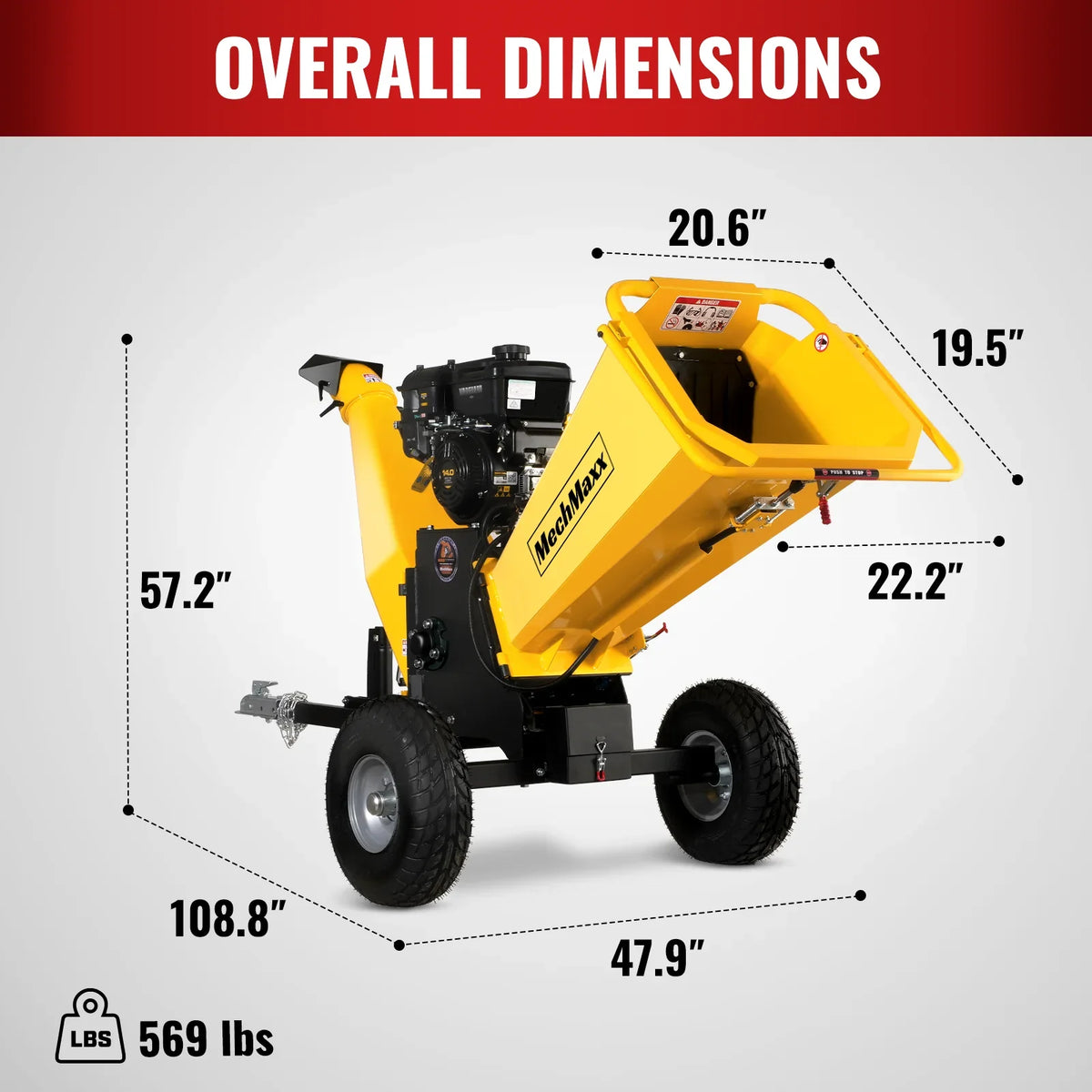 MechMaxx P4206 Wood Chipper 6" Electric Start B&S Vanguard 408cc 14HP Gasoline Engine Powered Drum New